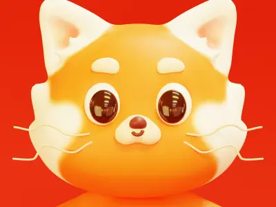 Red Panda Cute Cartoon 3D model