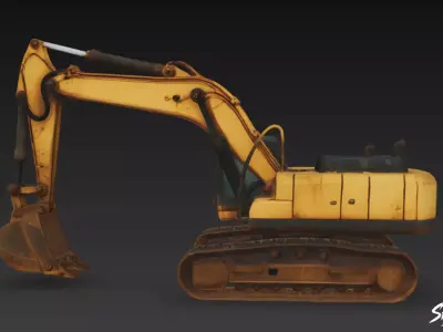 Excavator Low-poly 3D model