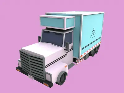 Lowpoly Bakery Truck Low-poly 3D model