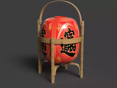 Chinese  red  lantern   Low-poly 3D model