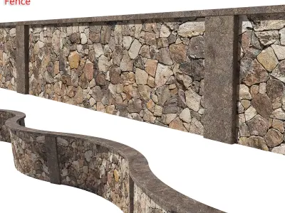 Ultra realistic Stone fence 3D model purchase