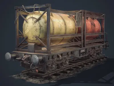 Railway Oil Tank Low-poly 3D model