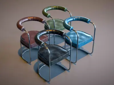 Tubular Chrome Chair Low-poly 3D model