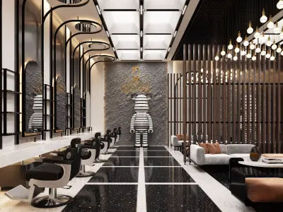 Barbershop hair salon interior design 3D model