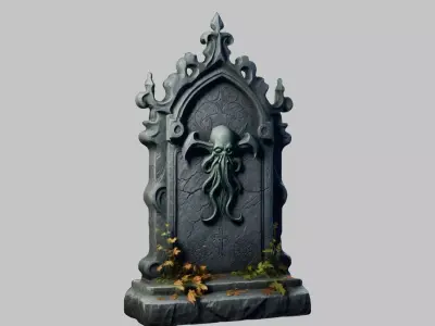 Realistic Gothic Gravestone with Intricate Details Low-poly 3D model
