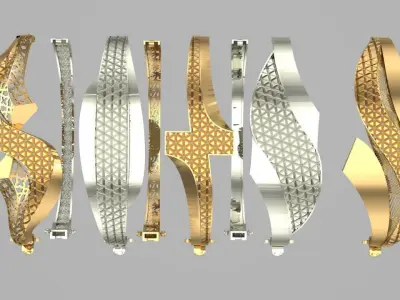15 layout bracelets with facet on the top 5top and 3 bottem 3D print model