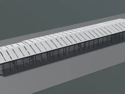 Warehouse with small crane 3D model