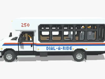 Voxel Dial-A-Ride Van Low-poly 3D model
