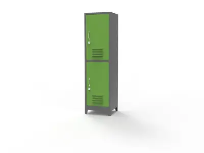 METAL CABINET-SINGLE LONG-TWO COVER-GRAY AND GREEN Low-poly 3D model