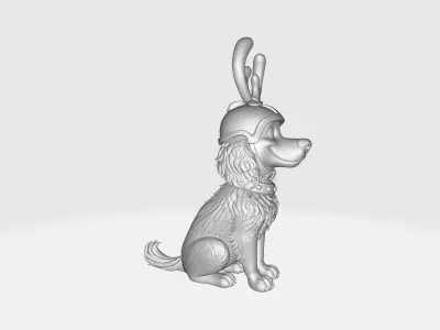 Adorable Reindeer Pup Christmas Dog Antler Puppy Ornament 3D print model