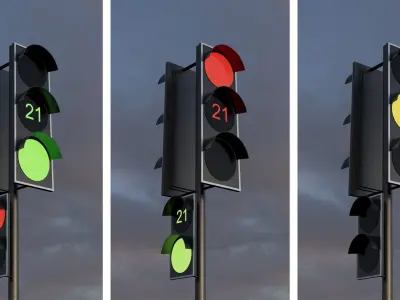 Traffic light for cars European Full customization 3D model Free 3D model