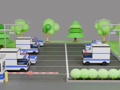Low-Poly Police Station - Modular Stylized City Pack Low-poly 3D model