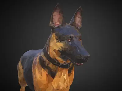 Shepherd German Low Polygon Art Dog Animal Low-poly 3D model