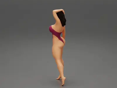 Beautiful Girl Wearing a sexy Monokini 3D print model