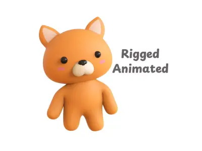 Chubby Fox Animated for Games  Low-poly 3D model