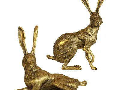 Hares figurine set One 3D model