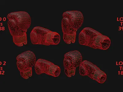 Boxing Gloves Black Low-poly 3D model