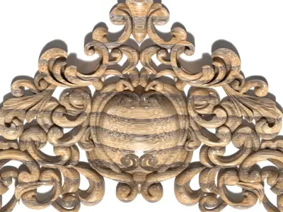 Cartouche-036 carved ornate crown molding 3D model