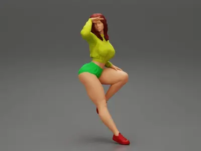 Sexy Pretty Girl sitting Wearing Short Mini 3D print model