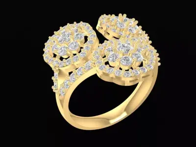 Luxury Double Flower Twist Diamond Ring for Women 1243 3D print model