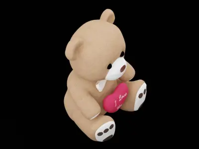 I Love You Teddy Bear Low-poly 3D model