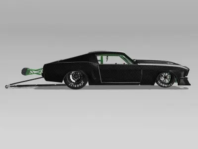 1967 STANG Fastback ProMod Drag Tire set Front N Back Hoosiers 3D print model