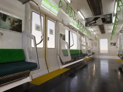 Japanese Train Interior Unreal Engine Scene Low-poly 3D model
