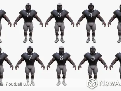 American Football Touchdown Character 01A Low-poly 3D model
