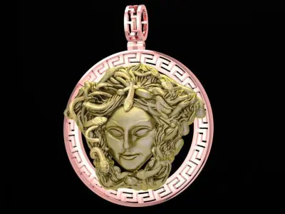 Luxury Medusa Round Pendant for Men  3027 3D print model