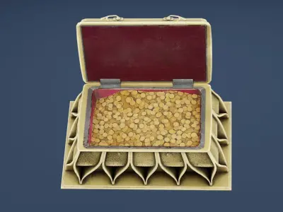 Treasure Filled With Golden Coins Low-poly 3D model