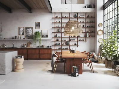 Boho Design Interior Scene for Cinema 4D and Corona Renderer 3D model