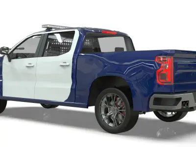 Silverado 2020 police pickup lowpoly concept Low-poly 3D model