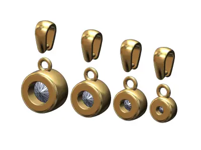 Diamond bezel cups pendants with bail mini set 3D print model