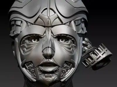 mech head based on tutorial study Free 3D model