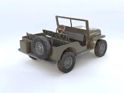 Jeep willys lowpoly car textured Low-poly 3D model
