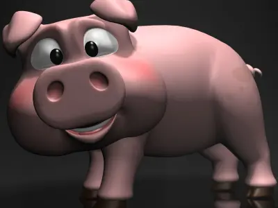 Cartoon Pig Rigged Low-poly 3D model