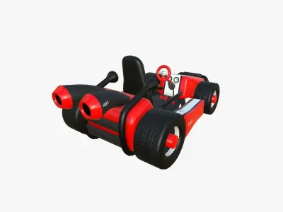 Cartoon Kart I01 Red - Vehicle Racing Design Low-poly 3D model