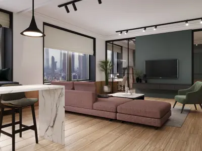 Minimal living room and bedroom 3D model