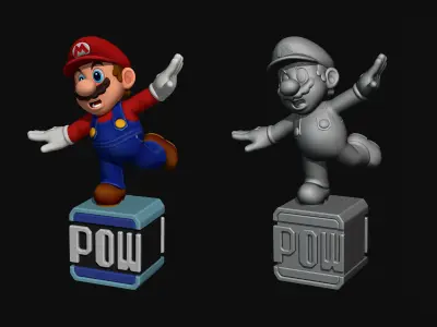 Printable Mario on POW Block 3D print model