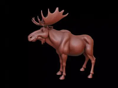 Moose Animal Sculpture 3D print model buy