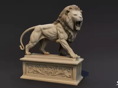 Lion Statue V4 Low-poly 3D model
