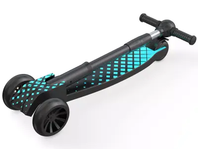 Three Wheels Child Scooter folded 3D model