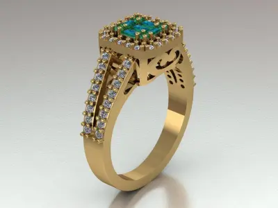 halo engagement ring for women 3D print model