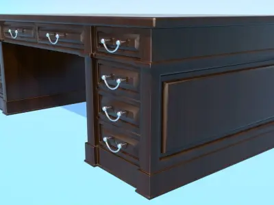 Wooden library table 3D model
