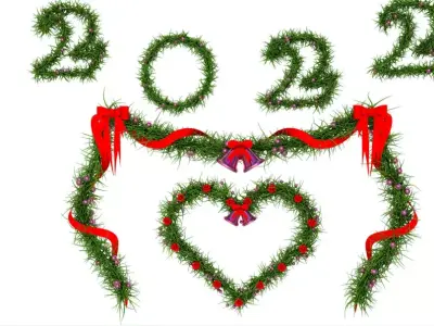 Christmas Wreath and Christmas toys collection 3D model