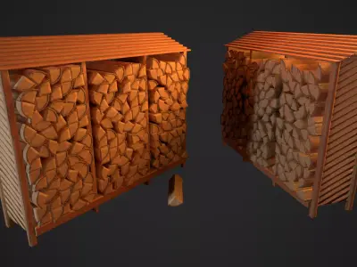 Log Rack Low-poly 3D model