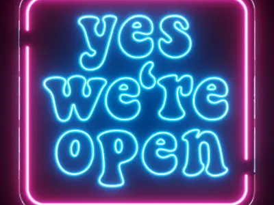 Yes Were Open Neon Sign 3D model