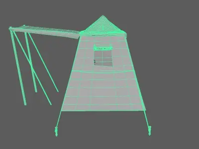 Tent camp Low-poly 3D model