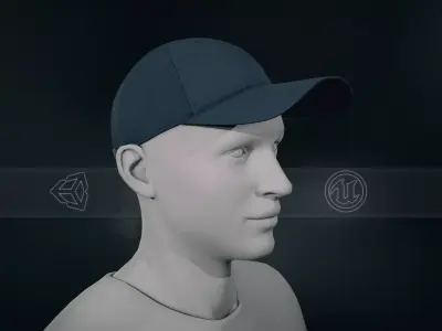 Blue Basketball Hat  Low-poly 3D model