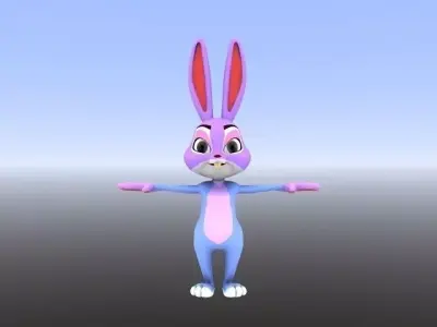 RABBIT cartoon  Low-poly 3D model